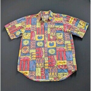 VTG Territory Ahead Shirt Mens XL Multicolor Short Sleeve Colorful Camp Tomato